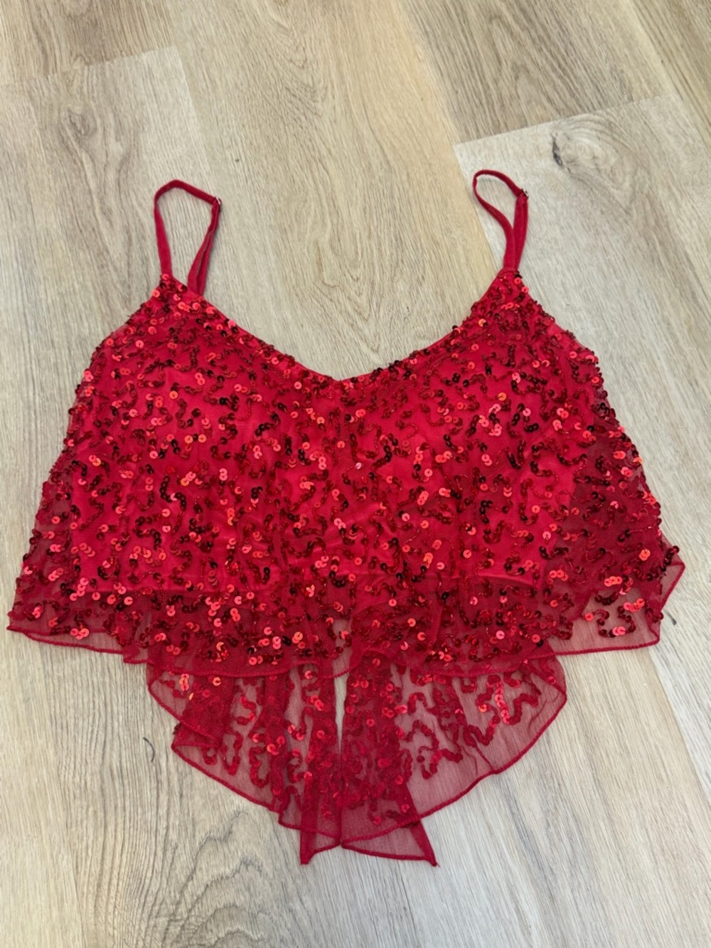Ashley Lauren Red Sequin Two-Piece Cocktail Set - Picture 4 of 8